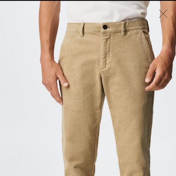 Tan tpered cropped corduroy pants - Picture 2 of 3